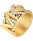 ფოტო #1 პროდუქტის Women's Faceted Mk Band Ring 14K Gold Plated Brass with Clear Stones