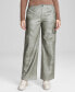 Women's Faux-Leather High-Rise Cargo Pants, Created for Macy's