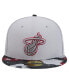 ფოტო #3 პროდუქტის Men's Gray Miami Heat Active Color Camo Visor 59FIFTY Fitted Hat