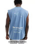 Фото #1 товара ASOS DESIGN oversized vest in blue with back city text print