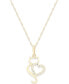 ფოტო #1 პროდუქტის Cubic Zirconia Cat Love Pendant Necklace in 10k Gold
