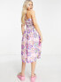Фото #3 товара COLLUSION bandeau cut out detail summer midi dress in pink floral