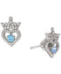 ფოტო #1 პროდუქტის Cubic Zirconia Princess Tiara Heart Stud Earrings in Sterling Silver