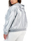 ფოტო #2 პროდუქტის Plus Size Hooded Metallic Windbreaker