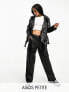 ASOS DESIGN Petite oversized premium real leather biker jacket in black