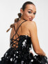 ASOS DESIGN embellished mini corset prom with oversized disc sequin in black