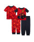 ფოტო #1 პროდუქტის Toddler Boys Cotton 4 Piece Pajama Set