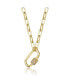 ფოტო #2 პროდუქტის Kids/Young Teens 14K Gold Plated Cubic Zirconia Chain Rectangle Pendant Necklace