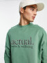 Фото #4 товара ASOS Actual oversized sweatshirt with front and back logo graphic prints in green