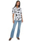 ფოტო #1 პროდუქტის Women's Printed Bungee-Sleeve Shirt