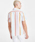 Фото #2 товара Men's Short Sleeve Button-Front Striped Shirt, Created for Macy's