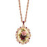 Rose Gold-Tone Purple Crystal Flower Oval Pendant Necklace 28"