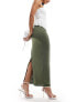 Фото #1 товара New Look slinky midi skirt in khaki