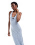 Фото #1 товара ASOS DESIGN knitted midaxi dress with contrast trim and tie front in blue