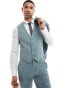 ASOS DESIGN wedding slim suit waistcoat in green crosshatch