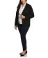 ფოტო #3 პროდუქტის Plus Size Ruched Front Poplin Long Sleeve Button-Down Shirt