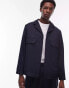 Topman smart harrington wool mix suit jacket in navy