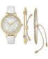 ფოტო #1 პროდუქტის Women's White Strap Watch 38mm Gift Set, Created for Macy's