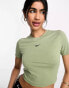 Фото #2 товара Nike mini swoosh slim crop t-shirt in oil green