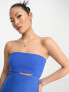 Forever New Petite bandeau maxi dress with cut out in blue