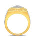 ფოტო #5 პროდუქტის Men's Diamond Two-Tone Circle Cluster Style Ring (1/10 ct. t.w.) in 18k Gold-Plate Sterling Silver (Also in Sterling Silver)