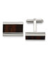 ფოტო #1 პროდუქტის Stainless Steel Polished Black Wood Inlay Rectangle Cufflinks