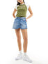 Фото #5 товара Stradivarius double waist denim skort in light wash