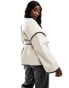 4th & Reckless Plus exclusive wool longline tie waist jacket in cream