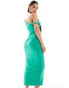 Фото #2 товара ASOS DESIGN twist one shoulder mesh midi dress in green