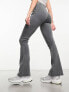 Фото #7 товара Miss Selfridge rib kickflare trouser in acid wash charcoal