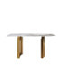Фото #2 товара 63" Modern Artificial Stone Pandora White Curved Golden Metal Leg Dining Table -6 People