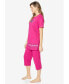 ფოტო #2 პროდუქტის Plus Size Knit Capri Sleep Set