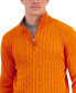 Фото #3 товара Men's Cable Knit Quarter-Zip Cotton Sweater, Created for Macy's