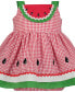 ფოტო #2 პროდუქტის Baby Girls Waterrmelon Seersucker Sundress Hat Set