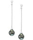 ფოტო #3 პროდუქტის EFFY® Cultured Tahitian Pearl (9mm) Chain Drop Earrings in Sterling Silver