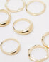 Фото #2 товара ASOS DESIGN pack of 9 rings with mixed molten design in gold tone