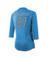Фото #3 товара Women's Threads Aidan Hutchinson Blue Detroit Lions Name & Number Raglan 3/4 Sleeve T-shirt