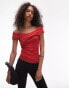 Фото #1 товара Topshop bardot wrap top in red