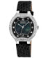 ფოტო #1 პროდუქტის Women's Lugano Swiss Quartz Black Leather Watch 35mm