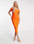 Vesper bardot midi dress in orange