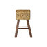 Stool DKD Home Decor Black Wood Brown Leather (43 x 35 x 75 cm)