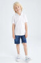 Erkek Çocuk Beyaz Pike Kısa Kollu Polo Okul Tişörtü K1689a622au