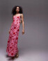 Topshop red floral embroidery pink maxi slip dress Красный, 40 - фото #2