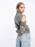 Фото #3 товара Urban Revivo slash sleeve high neck jumper in grey marl