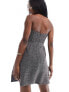 Фото #5 товара ASOS DESIGN tweed check bandeau a-line mini dress in grey