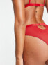 Фото #3 товара ASOS DESIGN Viv lace and mesh high waisted brazilian brief with velvet trim in red