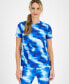 ფოტო #1 პროდუქტის Women's Shibori Wave Printed Mesh Tee, Created for Macy's