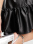 Фото #2 товара COLLUSION pu mini smock dress in black
