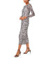 ფოტო #3 პროდუქტის Women's Printed Round-Neck Long-Sleeve Mesh Dress