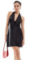 Фото #1 товара Miss Selfridge satin mini slip dress in black